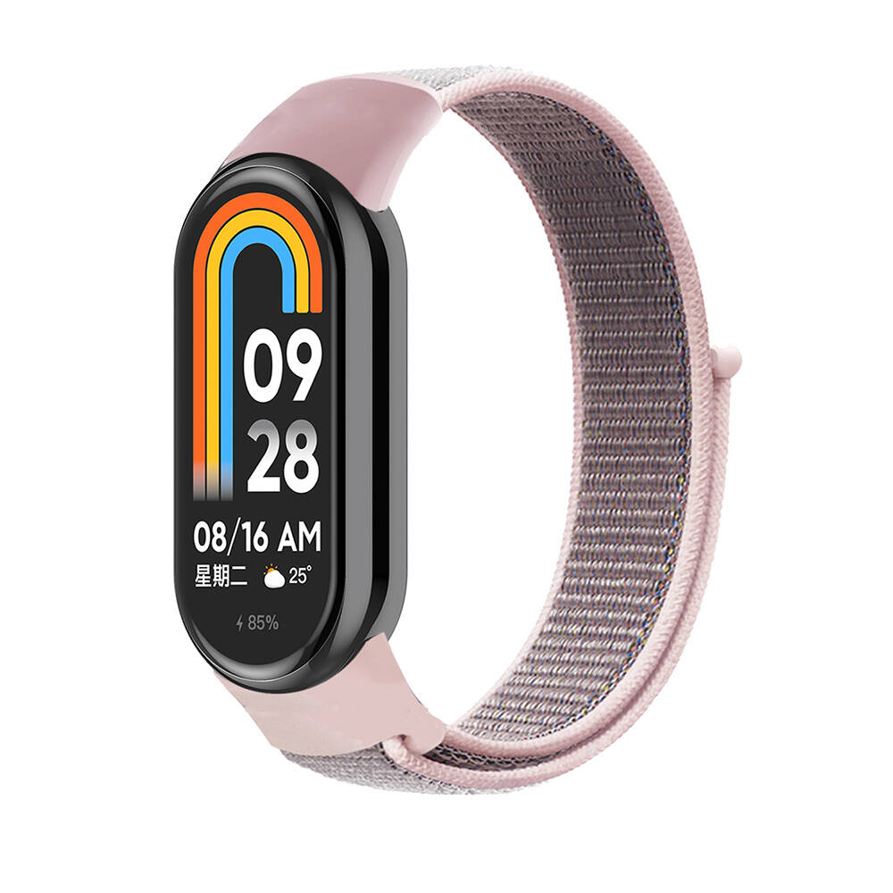 Xiaomi Uyumlu  Mi Band 9 Zore KRD-03 Hasır Kordon-Pink sand