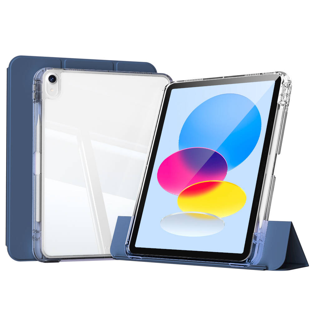 ​  iPad Uyumlu 10.9 2022 (10.Nesil) Kılıf Magnetik Ayrılabilen Airbagli Zore Sliding Tablet Kılıfı-Lacivert