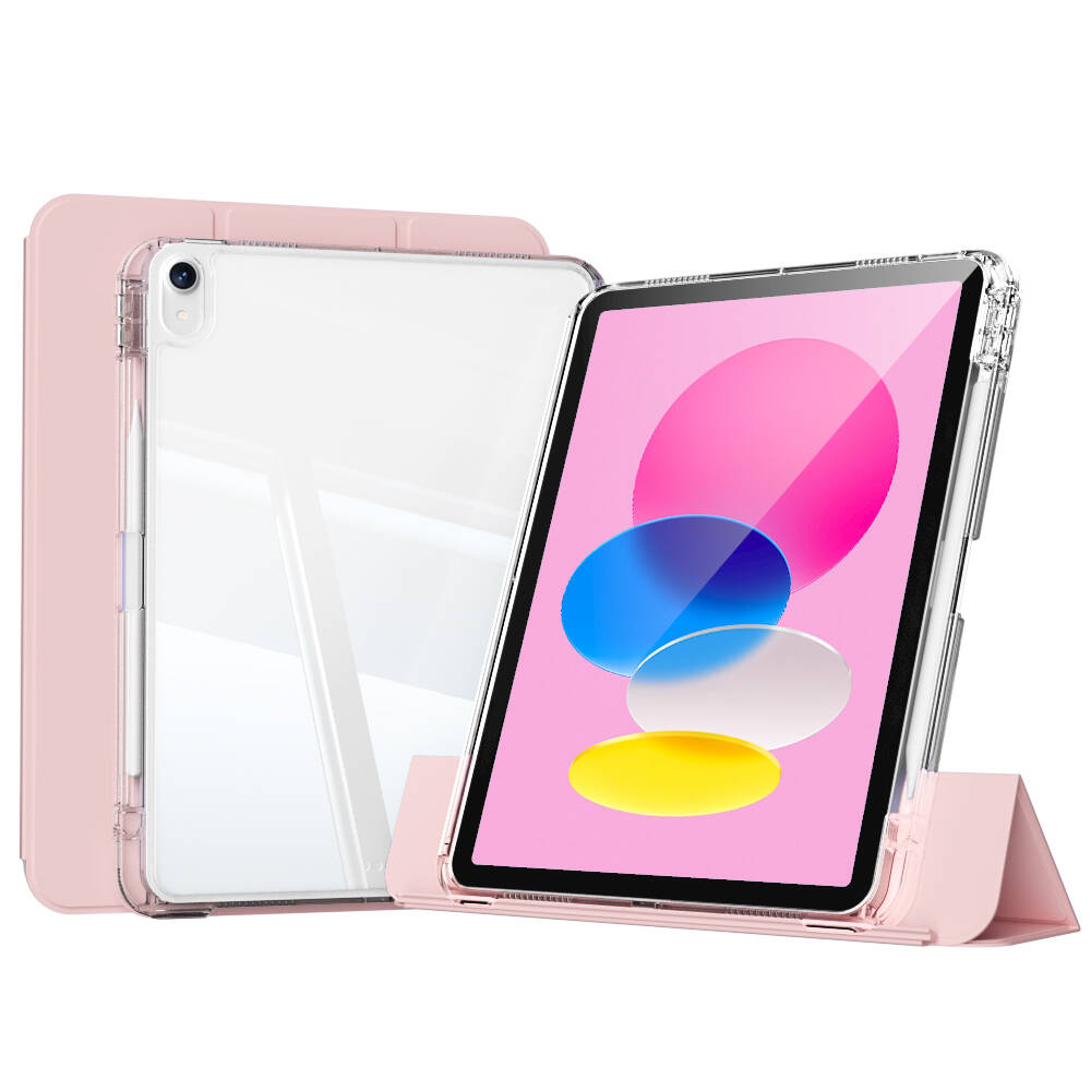​  iPad Uyumlu 10.9 2022 (10.Nesil) Kılıf Magnetik Ayrılabilen Airbagli Zore Sliding Tablet Kılıfı-Pembe