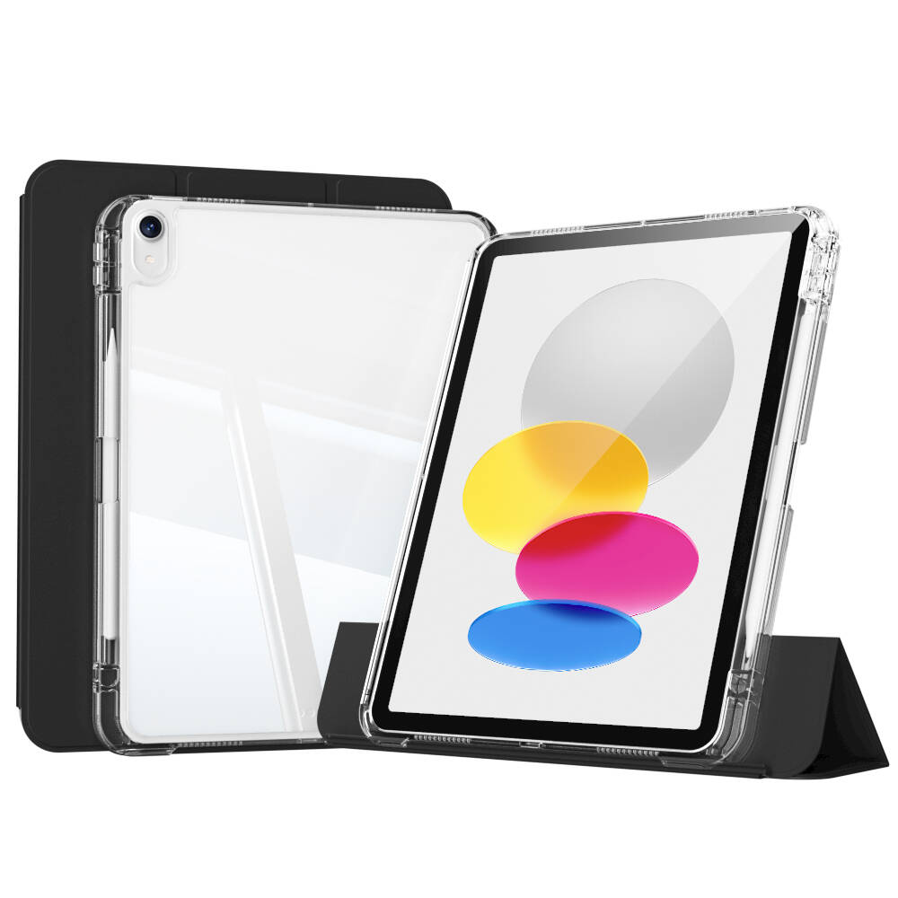 ​  iPad Uyumlu 10.9 2022 (10.Nesil) Kılıf Magnetik Ayrılabilen Airbagli Zore Sliding Tablet Kılıfı-Siyah