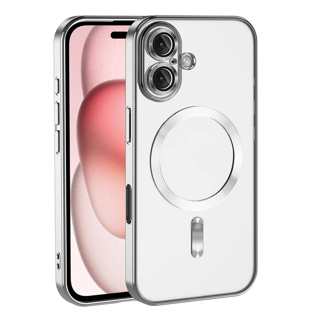 iPhone Uyumlu 16 Plus Kılıf Kamera Korumalı M-safe Wireless Şarj Özellikli Zore Demre Kapak-Titanyum