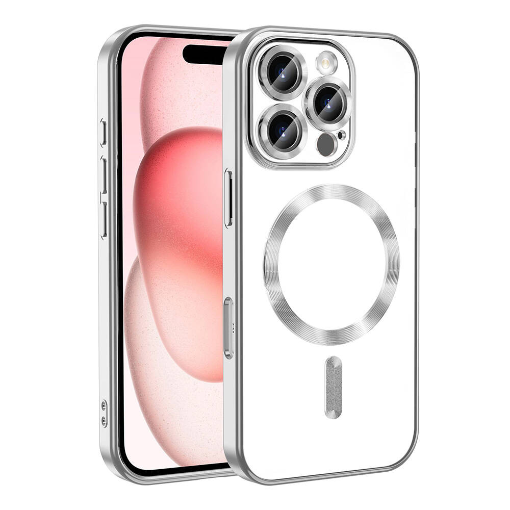 iPhone Uyumlu 16 Pro Kılıf Kamera Korumalı M-safe Wireless Şarj Özellikli Zore Demre Kapak-Titanyum