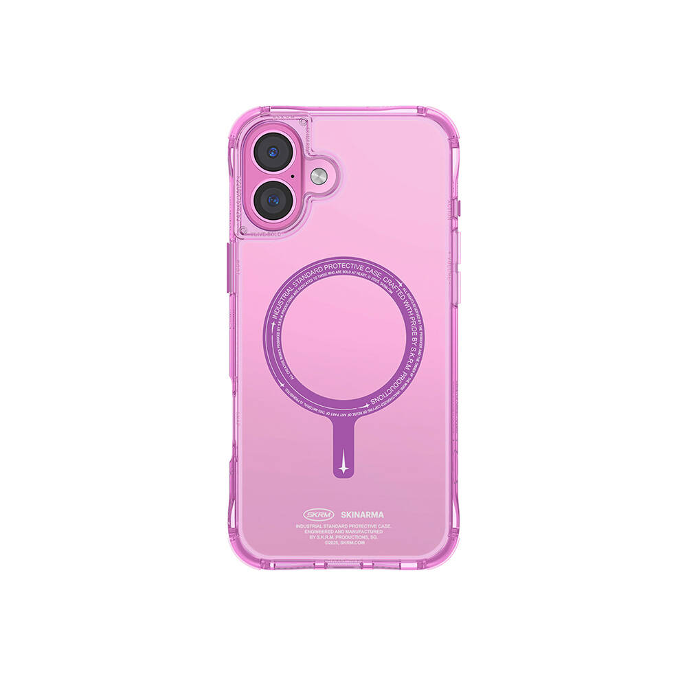 iPhone Uyumlu 16 Plus Kılıf M-safe Şarj Özellikli Şeffaf Airbag Tasarımlı Skinarma Saido Kapak-Pembe