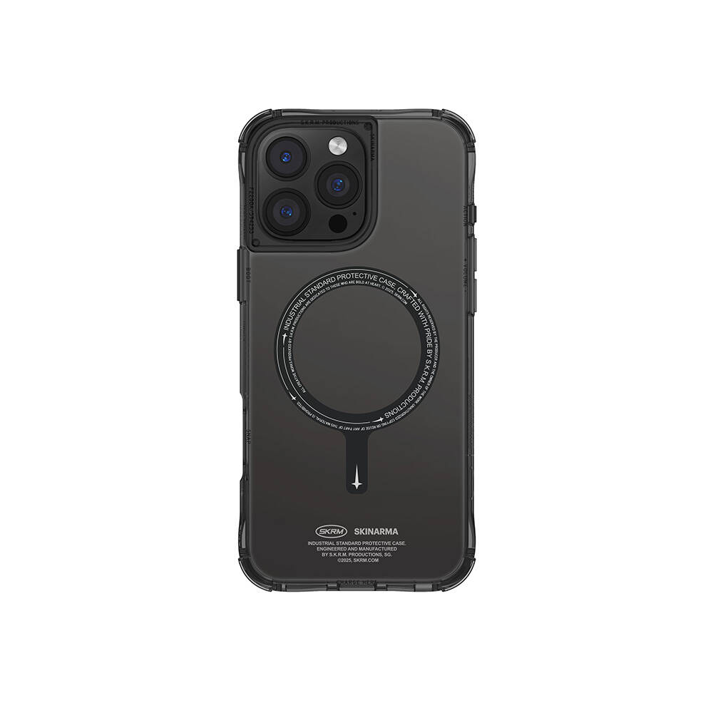 iPhone Uyumlu 16 Pro Kılıf M-safe Şarj Özellikli Şeffaf Airbag Tasarımlı Skinarma Saido Kapak-Siyah