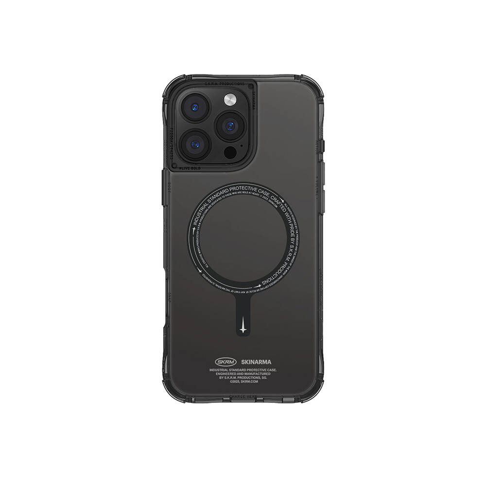 iPhone Uyumlu 16 Pro Max Kılıf M-safe Şarj Özellikli Şeffaf Airbag Tasarımlı Skinarma Saido Kapak-Siyah