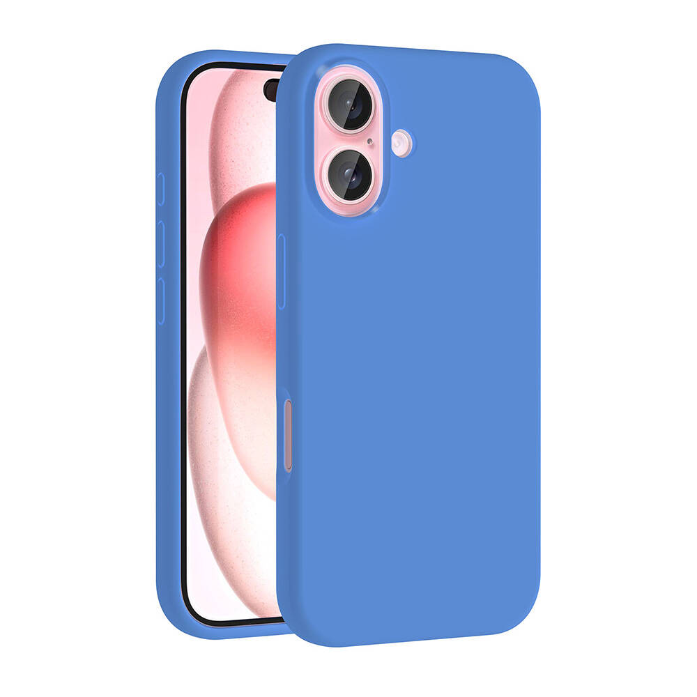 iPhone Uyumlu 16 Kılıf M-safe Şarj Özellikli Sıvı Teknolojili Silinebilir Sert Zore Kivi Kapak-Mavi