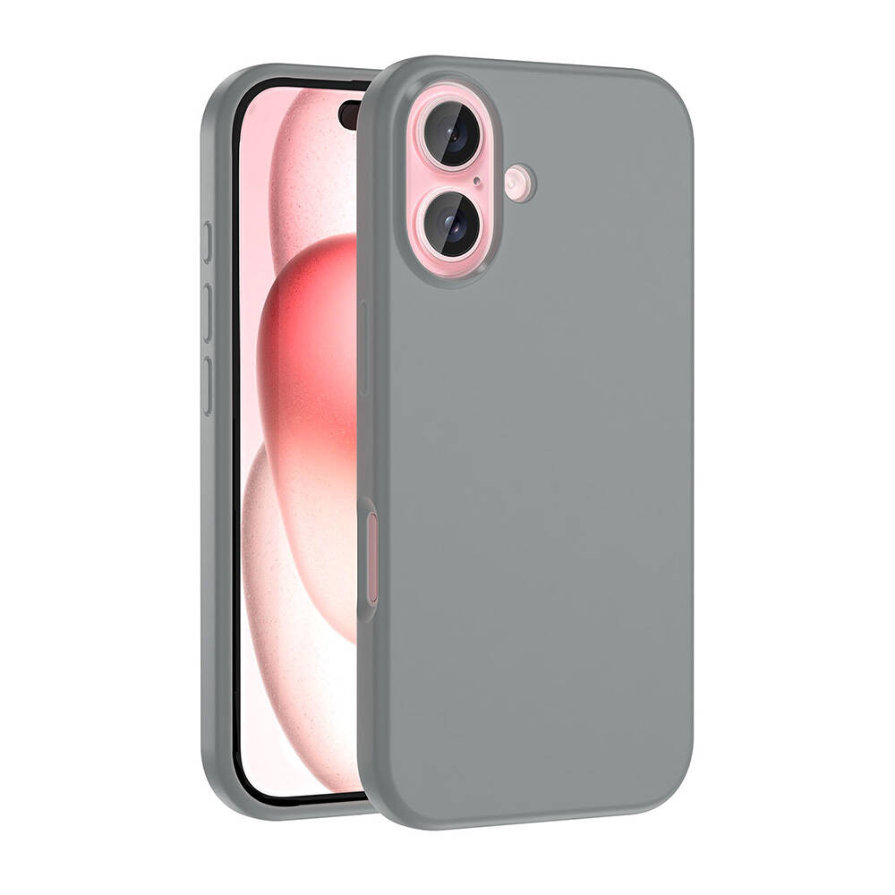 iPhone Uyumlu 16 Kılıf M-safe Şarj Özellikli Sıvı Teknolojili Silinebilir Sert Zore Kivi Kapak-Natürel titanyum
