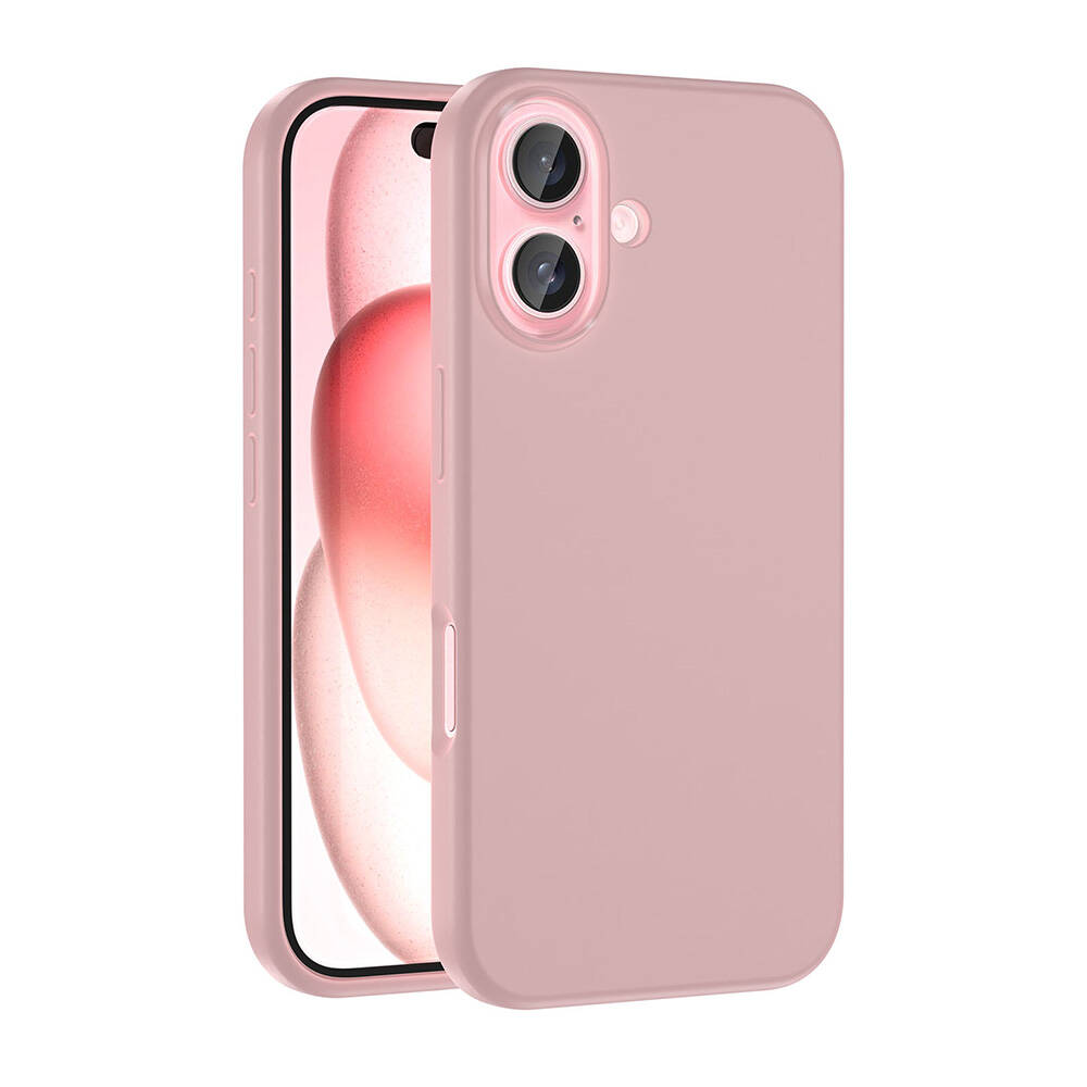 iPhone Uyumlu 16 Kılıf M-safe Şarj Özellikli Sıvı Teknolojili Silinebilir Sert Zore Kivi Kapak-Rose gold