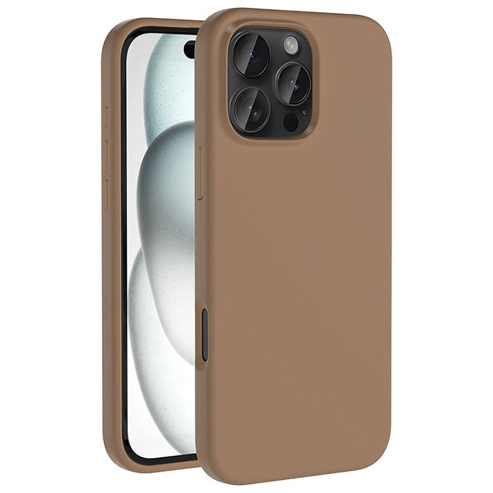 iPhone Uyumlu 16 Pro Kılıf M-safe Şarj Özellikli Sıvı Teknolojili Silinebilir Sert Zore Kivi Kapak-Desert titanyum