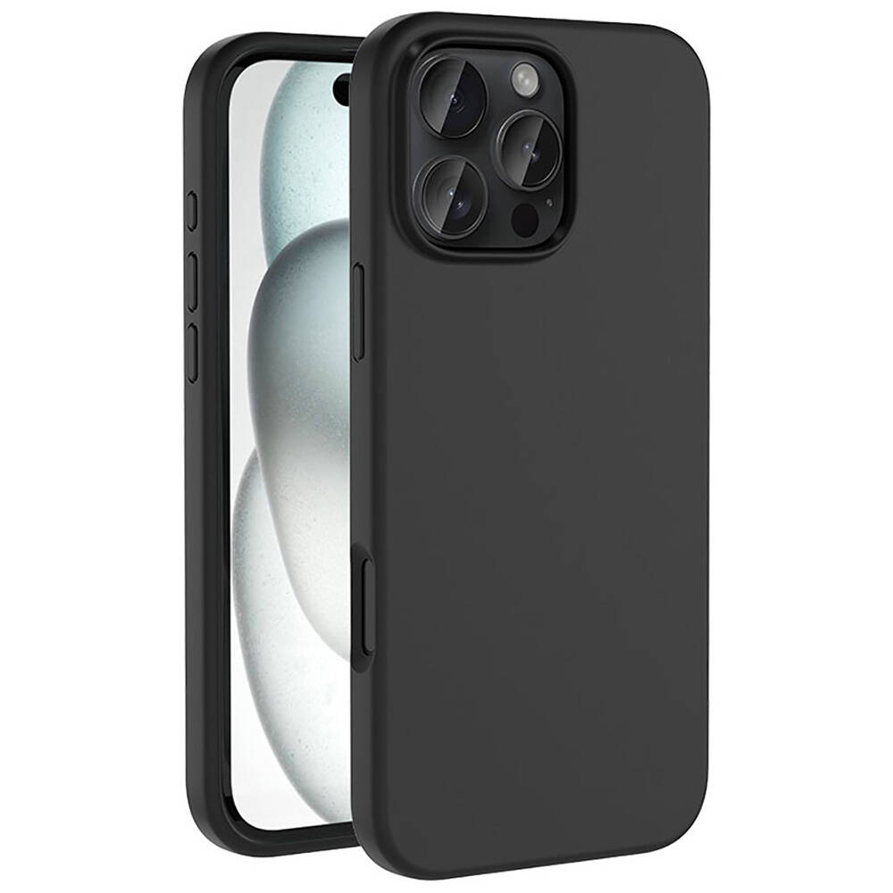 iPhone Uyumlu 16 Pro Kılıf M-safe Şarj Özellikli Sıvı Teknolojili Silinebilir Sert Zore Kivi Kapak-Siyah