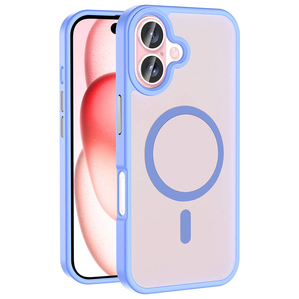 iPhone Uyumlu 16 Plus Kılıf M-safe Şarj Özellikli Mat Arka Yüzey Zore Sio Kapak-Lila