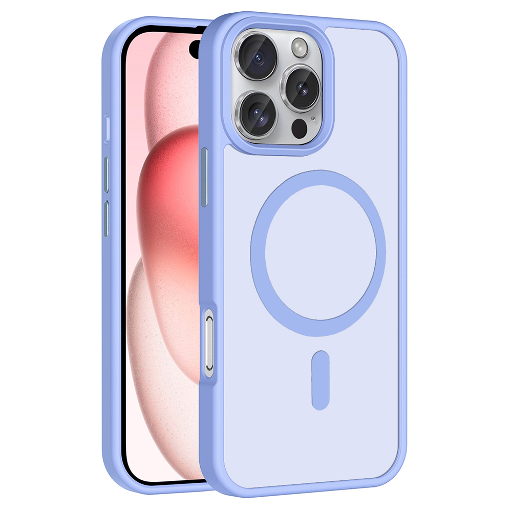 iPhone Uyumlu 16 Pro Max Kılıf M-safe Şarj Özellikli Mat Arka Yüzey Zore Sio Kapak-Lila
