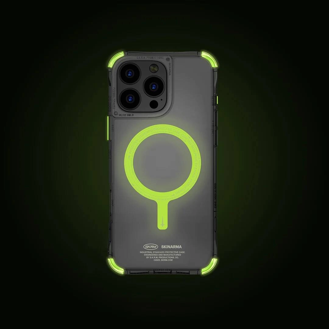 iPhone Uyumlu 16 Pro Kılıf M-safe Şarj Özellikli Şeffaf Airbag Tasarımlı Skinarma Saido Nightglow Kapak