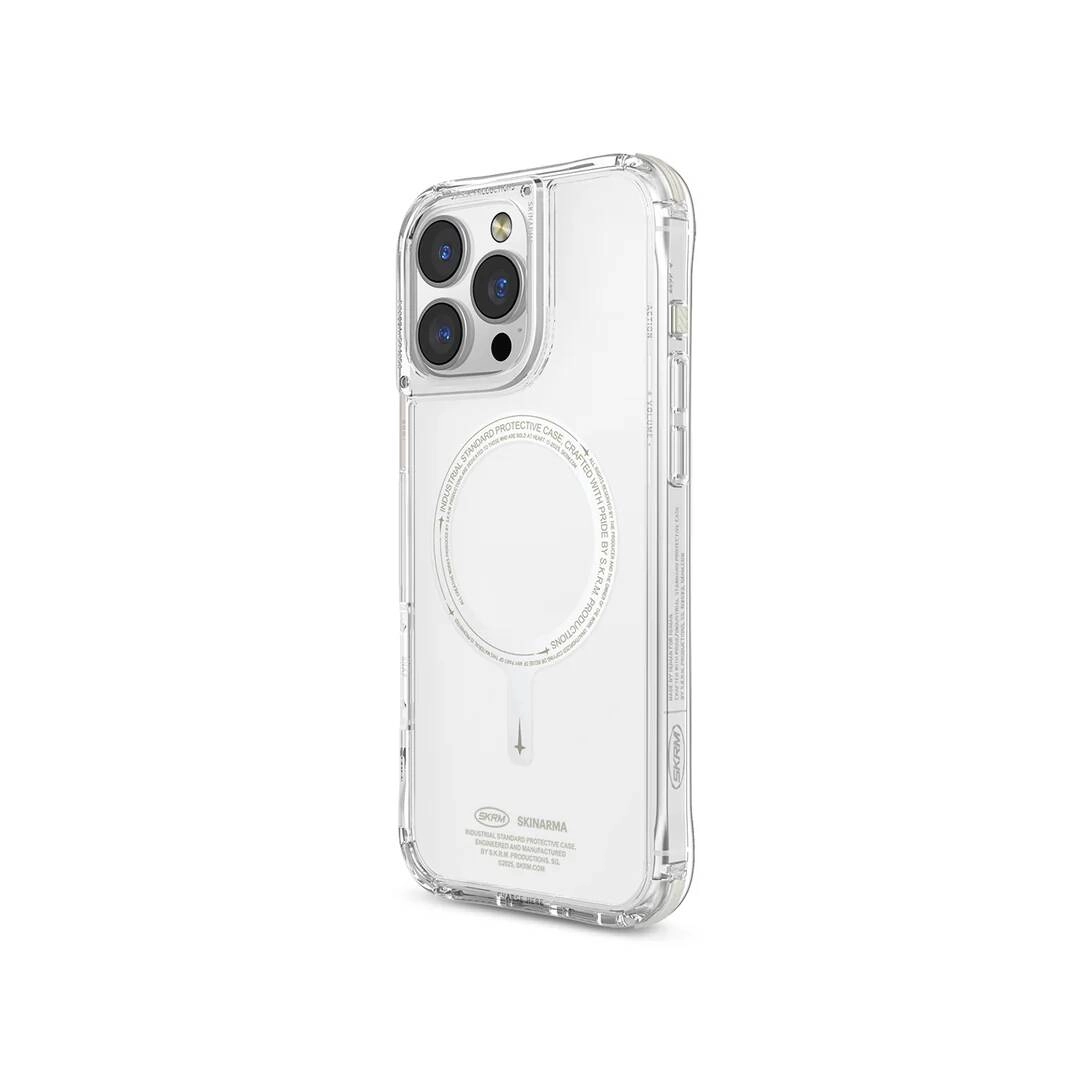 iPhone Uyumlu 16 Pro Max Kılıf M-safe Şarj Özellikli Şeffaf Airbag Tasarımlı Skinarma Saido Nightglow Kapak