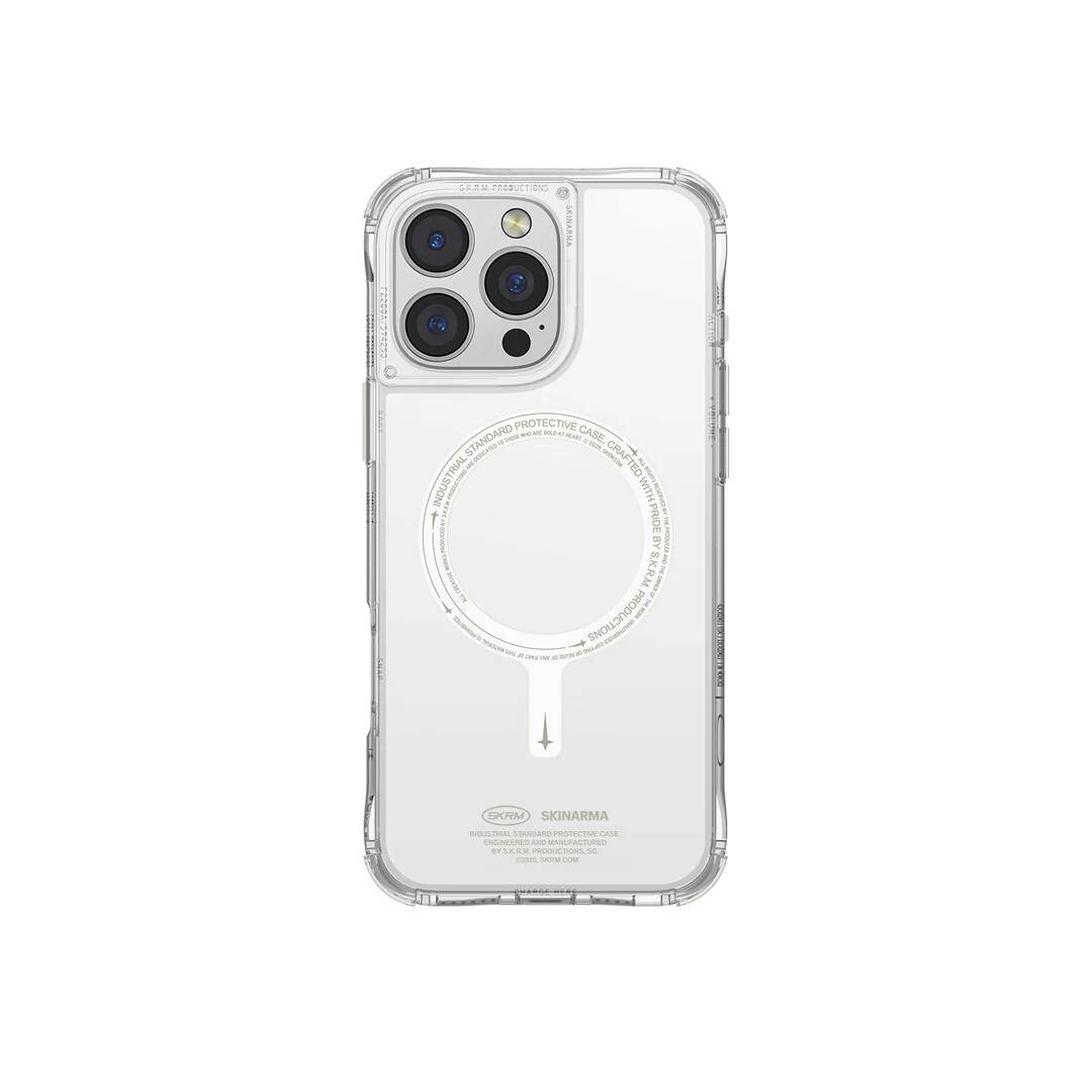 iPhone Uyumlu 16 Pro Max Kılıf M-safe Şarj Özellikli Şeffaf Airbag Tasarımlı Skinarma Saido Nightglow Kapak