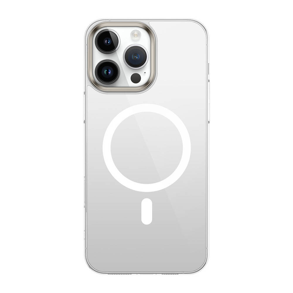iPhone Uyumlu 16 Pro Kılıf M-safe Şarj Özellikli Şeffaf Cam Arka Yüzey Zore G-Glass Kapak