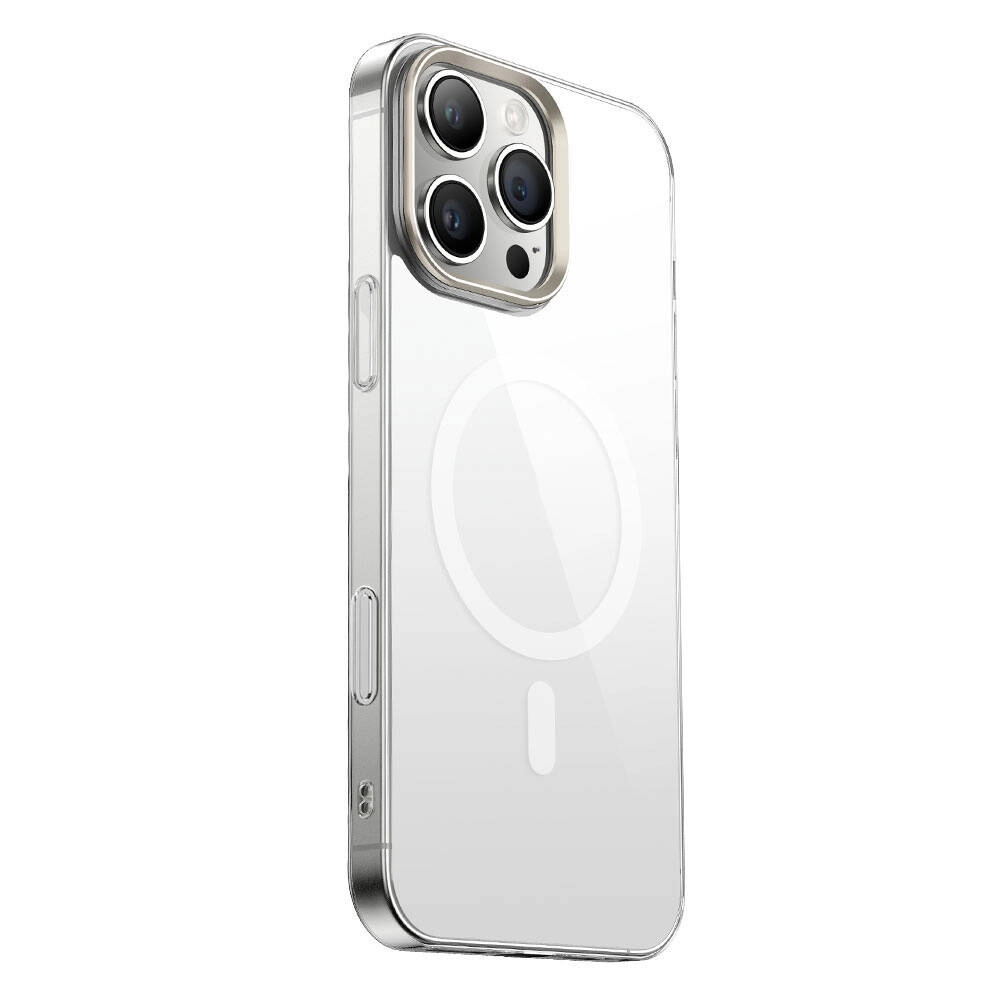 iPhone Uyumlu 16 Pro Max Kılıf M-safe Şarj Özellikli Şeffaf Cam Arka Yüzey Zore G-Glass Kapak