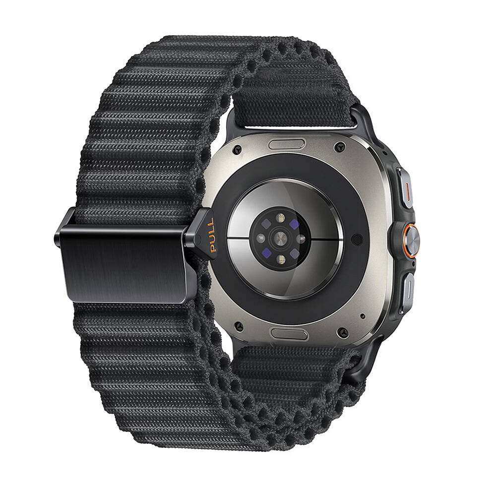 ​​Galaxy Uyumlu Watch Ultra 47mm Zore KRD-120 Naylon Kumaş Hasır Örgülü Kordon-Siyah