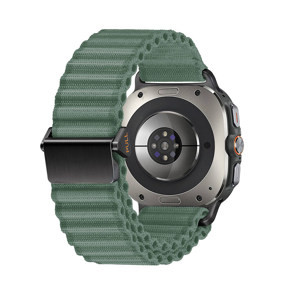 ​​Galaxy Uyumlu Watch Ultra 47mm Zore KRD-120 Naylon Kumaş Hasır Örgülü Kordon-Yeşil
