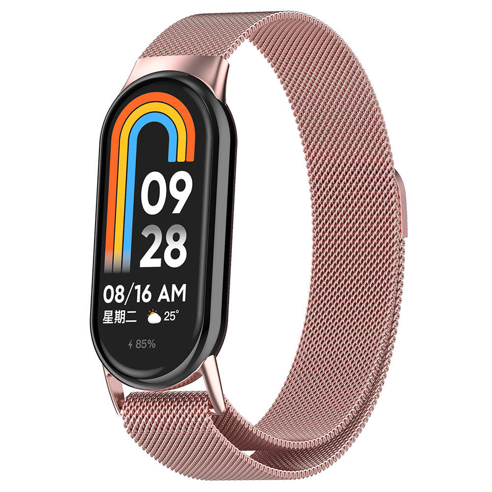Xiaomi Uyumlu  Smart Band 8 Zore KRD-01 Metal Kordon-Pembe
