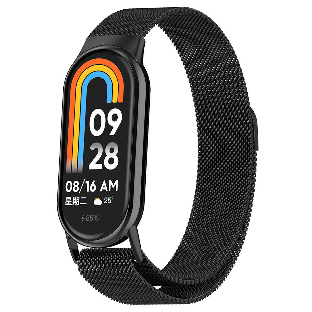 Xiaomi Uyumlu  Smart Band 8 Zore KRD-01 Metal Kordon-Siyah