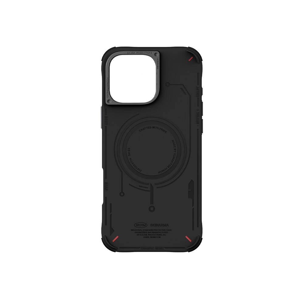 iPhone Uyumlu 16 Pro Max Kılıf M-safe Şarj Özellikli Metal Kamera Çerçeveli Skinarma Mecha Serisi Kapak
