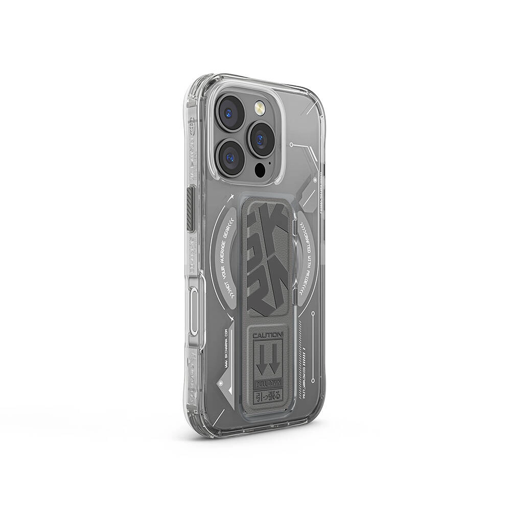 iPhone Uyumlu 16 Pro Kılıf M-safe Şarj Özellikli Teknoloji Desenli Standlı Skinarma Helio Kapak