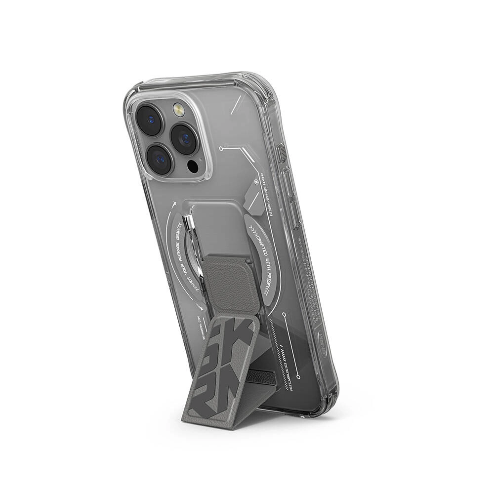iPhone Uyumlu 16 Pro Kılıf M-safe Şarj Özellikli Teknoloji Desenli Standlı Skinarma Helio Kapak