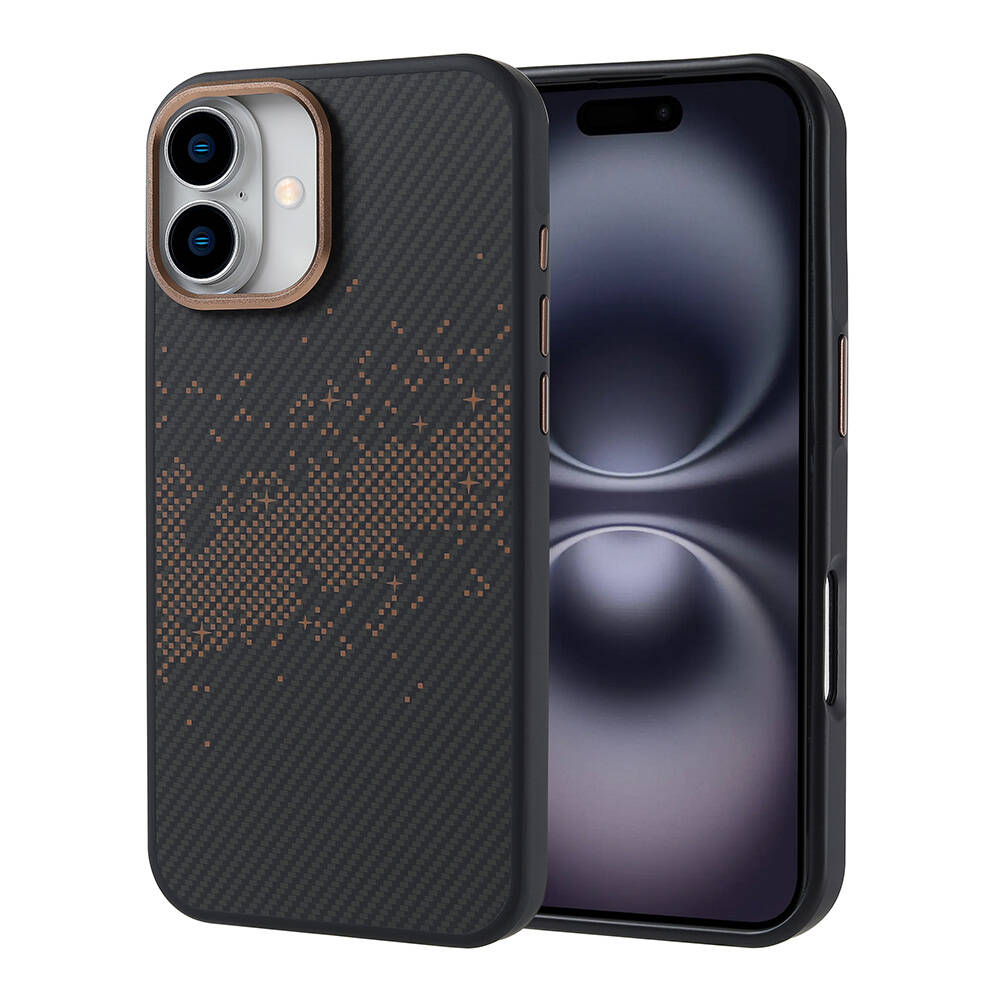 iPhone Uyumlu 16 Plus Kılıf M-safe Şarj Özellikli Karbon Fiber Tasarımlı Zore Vave Kapak