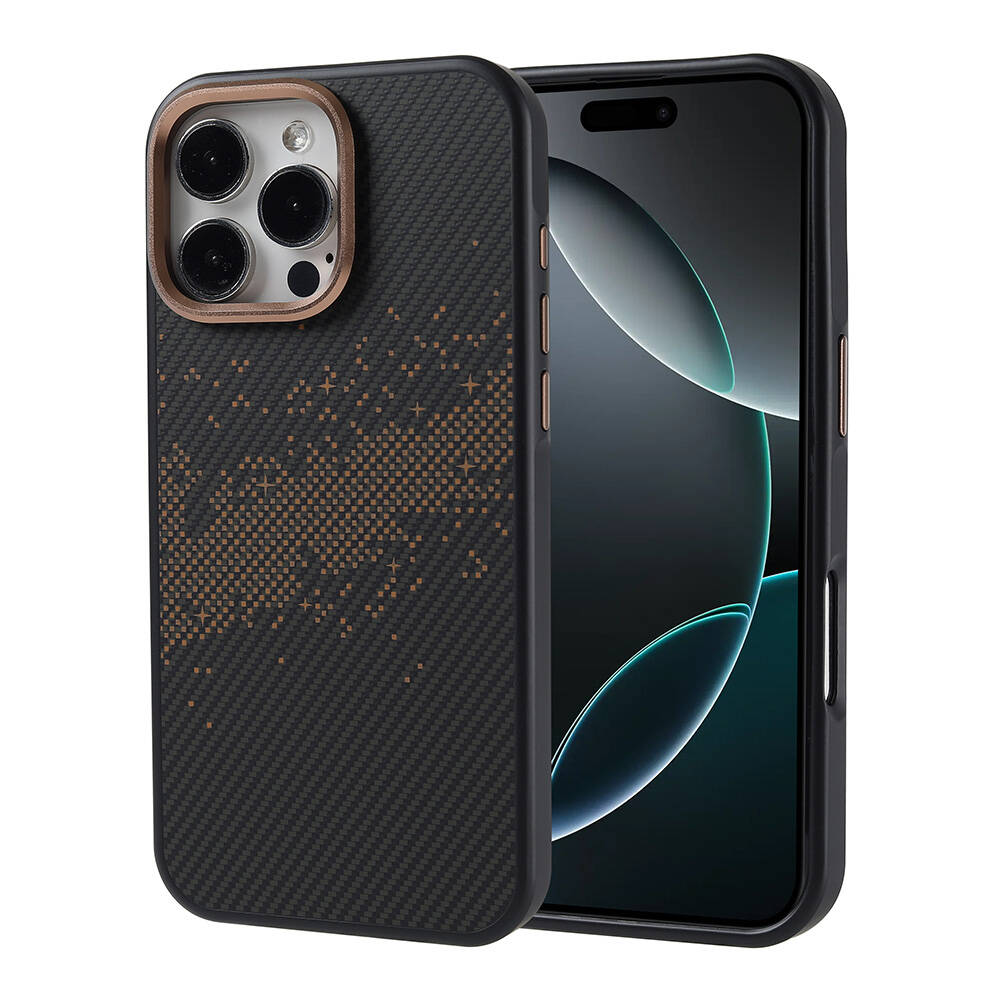 iPhone Uyumlu 16 Pro Max Kılıf M-safe Şarj Özellikli Karbon Fiber Tasarımlı Zore Vave Kapak