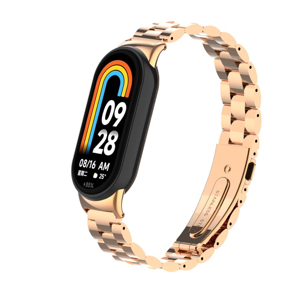 Xiaomi Uyumlu  Mi Band 8 KRD-04 Metal Kordon-Rose gold