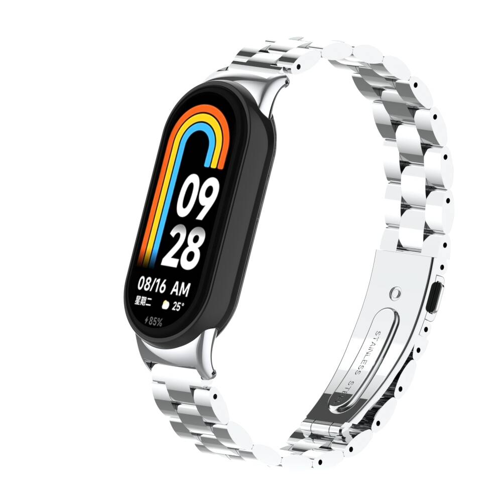 Xiaomi Uyumlu  Mi Band 9 KRD-04 Metal Kordon-Gümüş