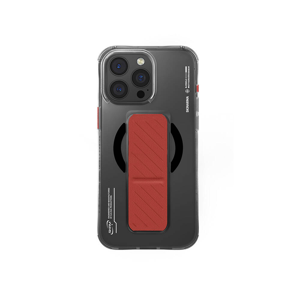iPhone Uyumlu 16 Pro Max Kılıf M-safe Şarj Özellikli Teknoloji Desenli Standlı Skinarma Axon Kapak-Siyah