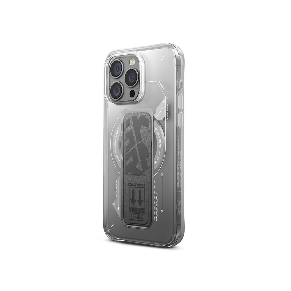 iPhone Uyumlu 16 Pro Max Kılıf M-safe Şarj Özellikli Teknoloji Desenli Standlı Skinarma Helio Kapak