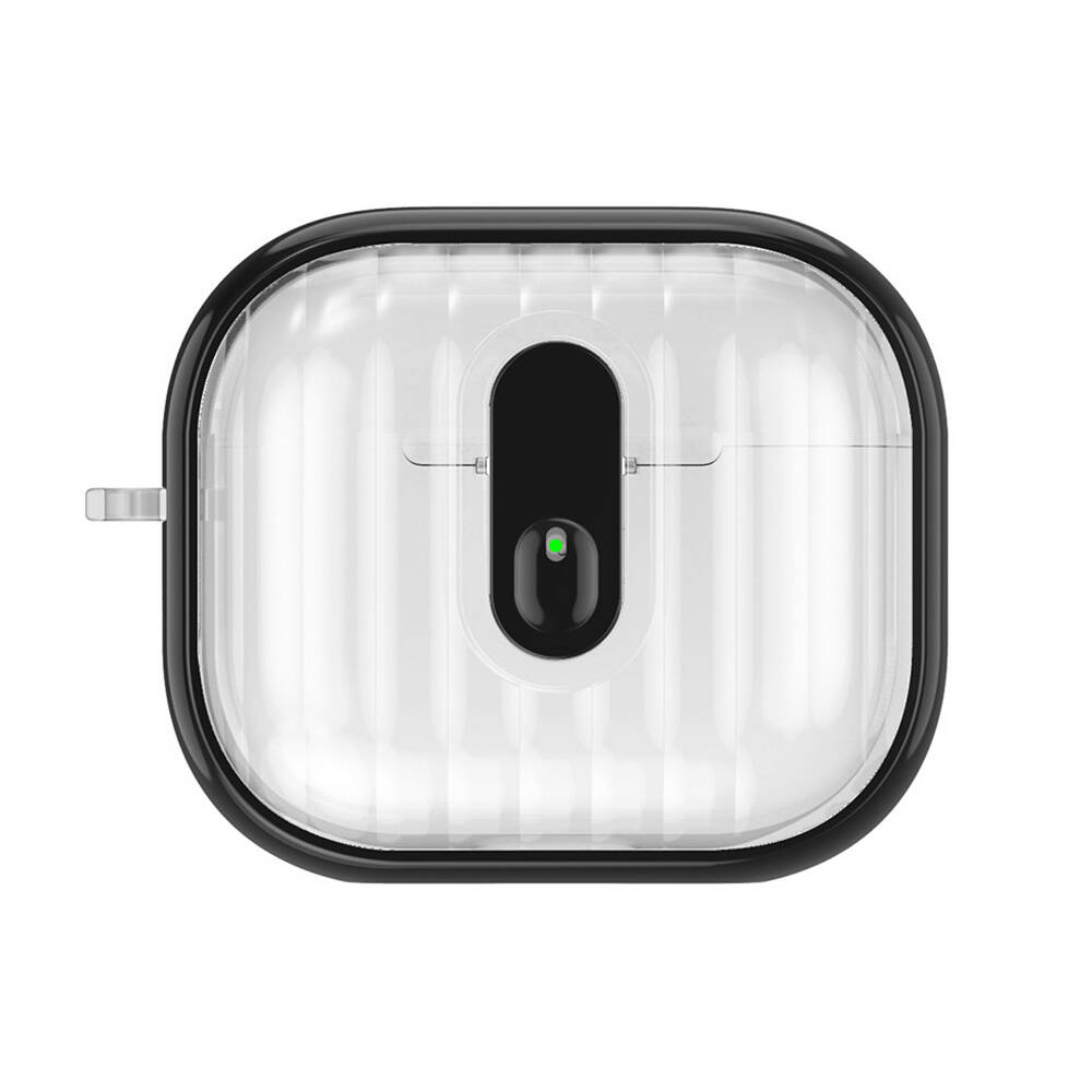 Airpods Uyumlu 4 Kılıf Kenarları Renkli Şeffaf Dilimli Silikon Zore Airbag 40 Kılıf-Siyah