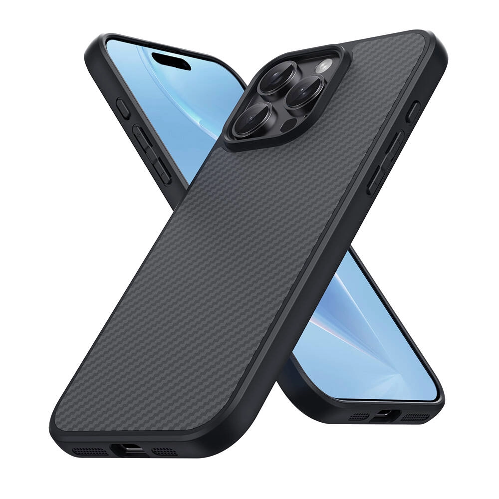 iPhone Uyumlu 16 Pro Kılıf M-safe Şarj Özellikli Karbon Fiber Tasarımlı Zore Elnino Kapak