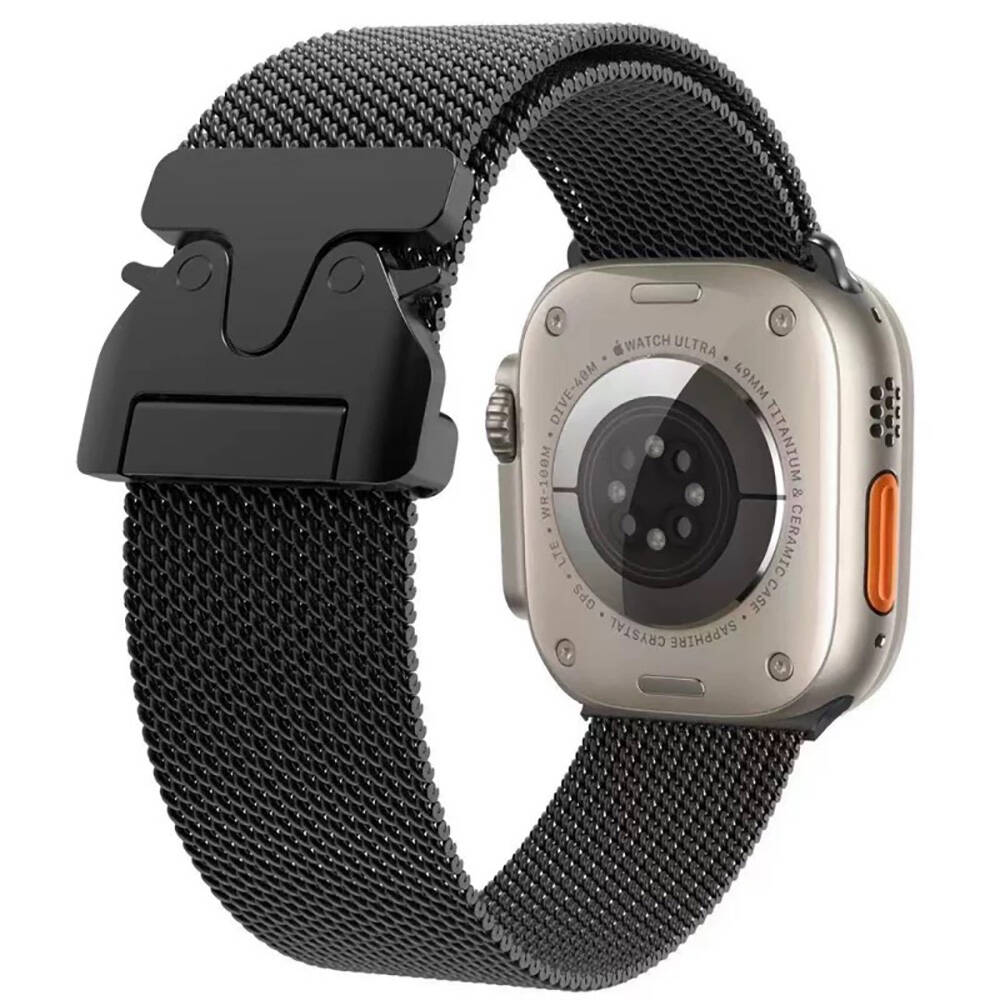 Watch 10 42mm Zore KRD-25 Metal Hasır Kordon-Siyah