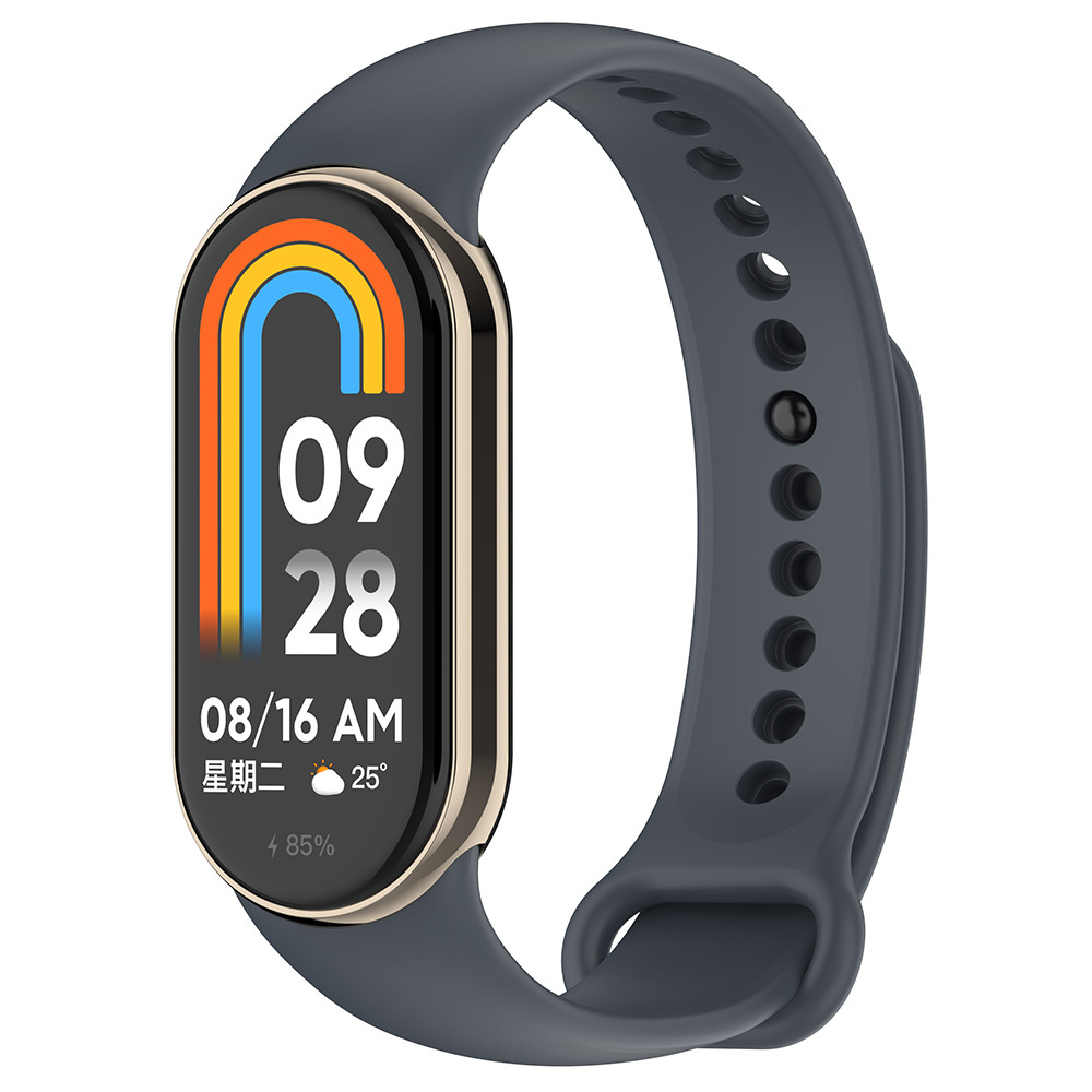Xiaomi Uyumlu  Mi Band 8 Serisi Klasik Kordon Silikon Strap Kayış-Gri