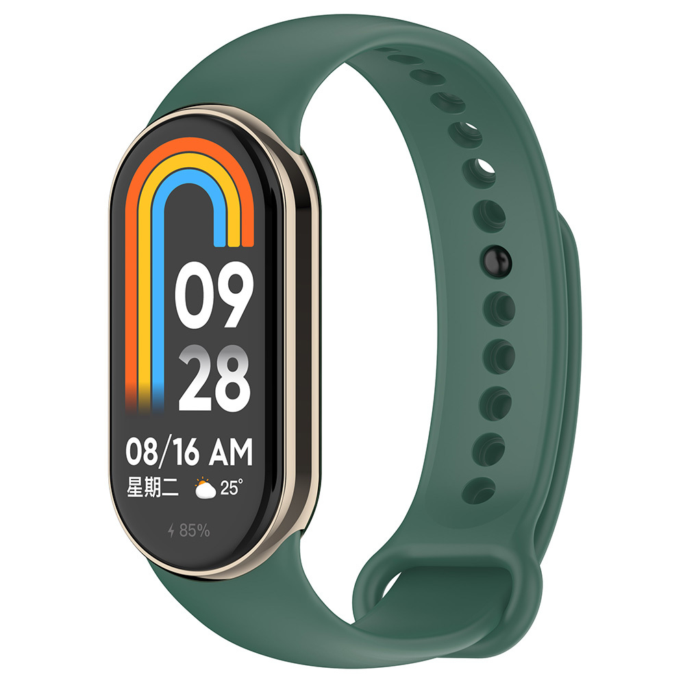 Xiaomi Uyumlu  Mi Band 9 Serisi Klasik Kordon Silikon Strap Kayış-Koyu yeşil