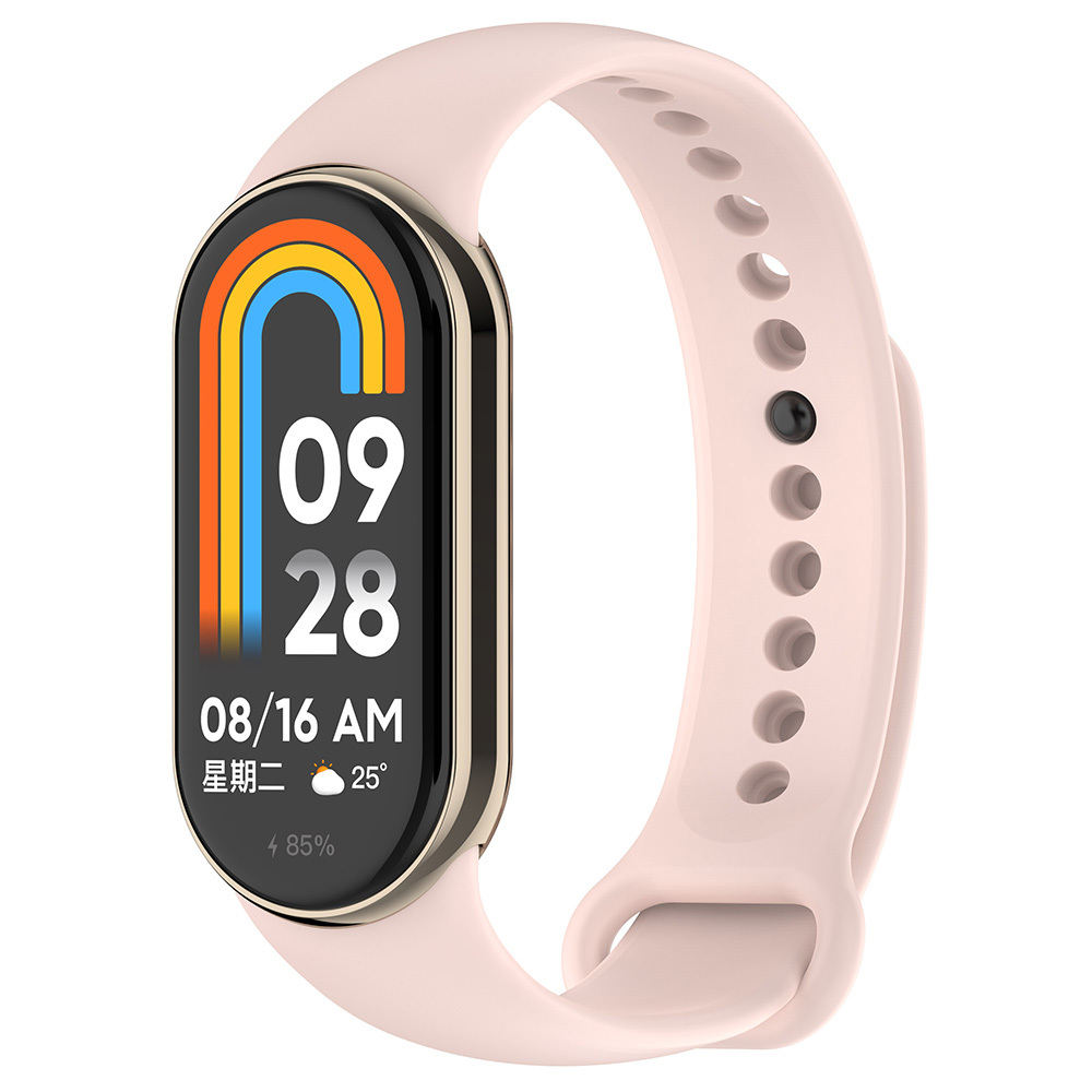 Xiaomi Uyumlu  Mi Band 9 Serisi Klasik Kordon Silikon Strap Kayış-Kum pembe