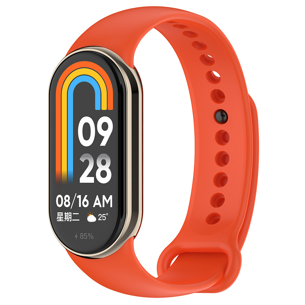 Xiaomi Uyumlu  Mi Band 9 Serisi Klasik Kordon Silikon Strap Kayış-Turuncu