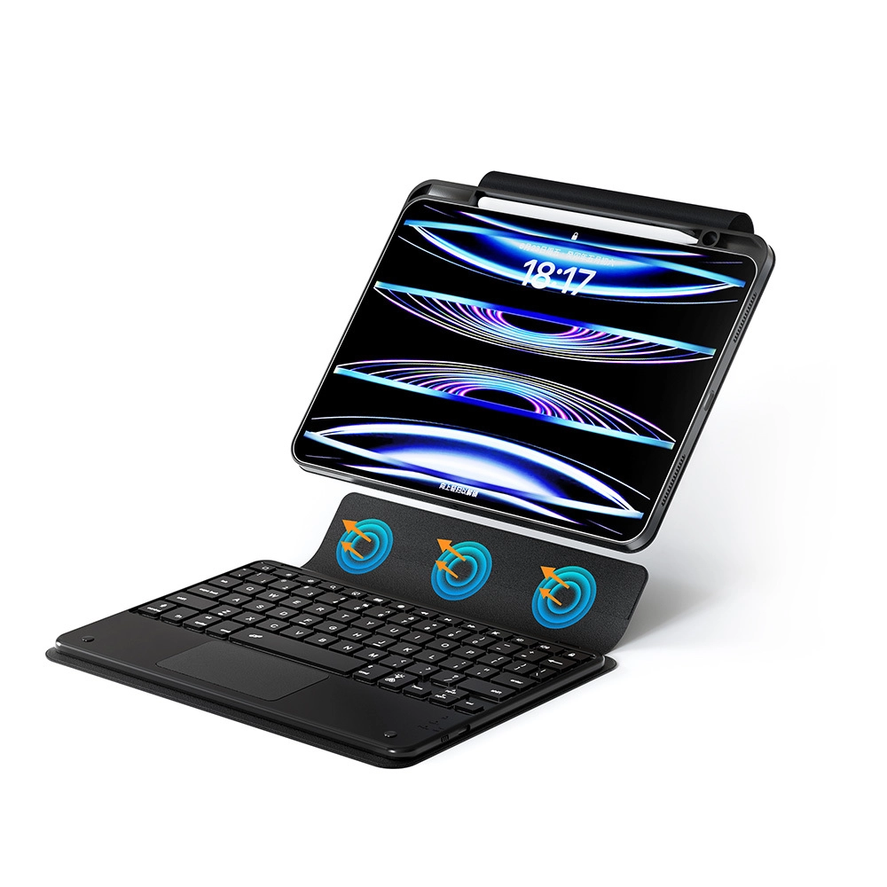 iPad Uyumlu Pro 13 2024 Zore Border Keyboard Bluetooh Bağlantılı Standlı Klavyeli Tablet Kılıfı
