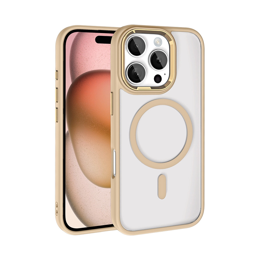iPhone Uyumlu 16 Pro Max Kılıf Magsafe Şarj Özellikli Kamera Korumalı Zore Kripto Kapak-Rose brown