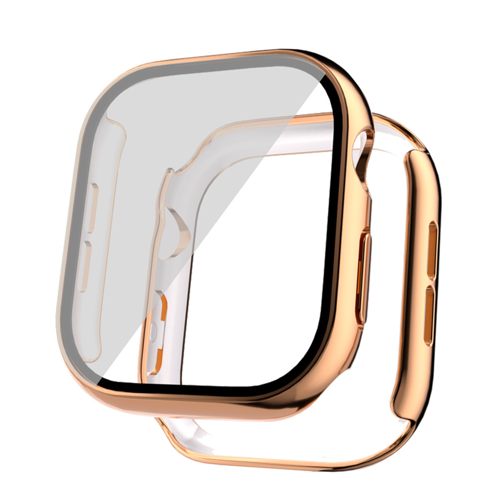 Watch 10 42mm Sert PC Kasa Electroplatink Çerçeveli Ekran Koruyucu Zore Watch Gard 36-Rose gold
