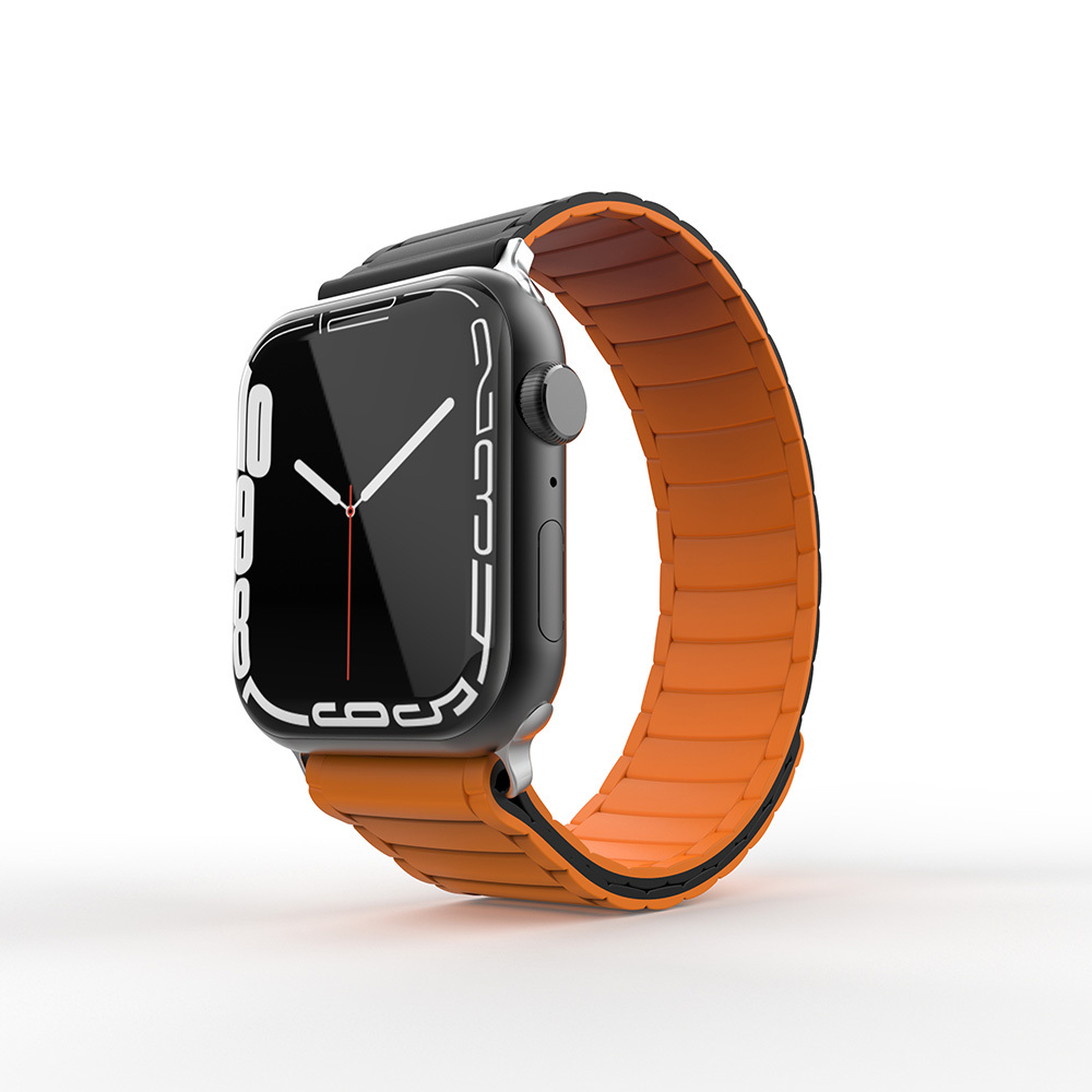 Watch 44mm Zore KRD-122 Silikon Kordon Strap Kayış-Siyah-turuncu