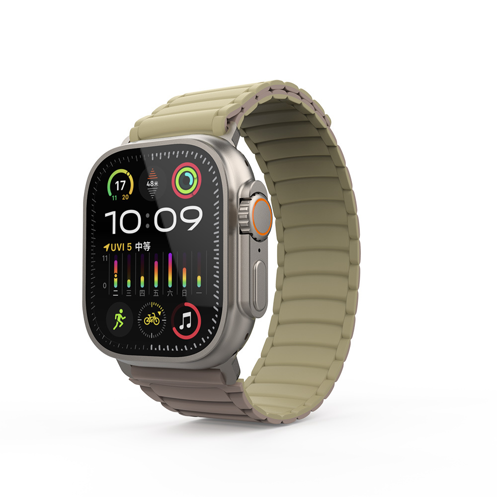 Watch Ultra 49mm Zore KRD-122 Silikon Kordon Strap Kayış-Kahverengi-krem