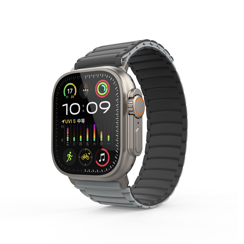 Watch Ultra 49mm Zore KRD-122 Silikon Kordon Strap Kayış-Siyah-gri