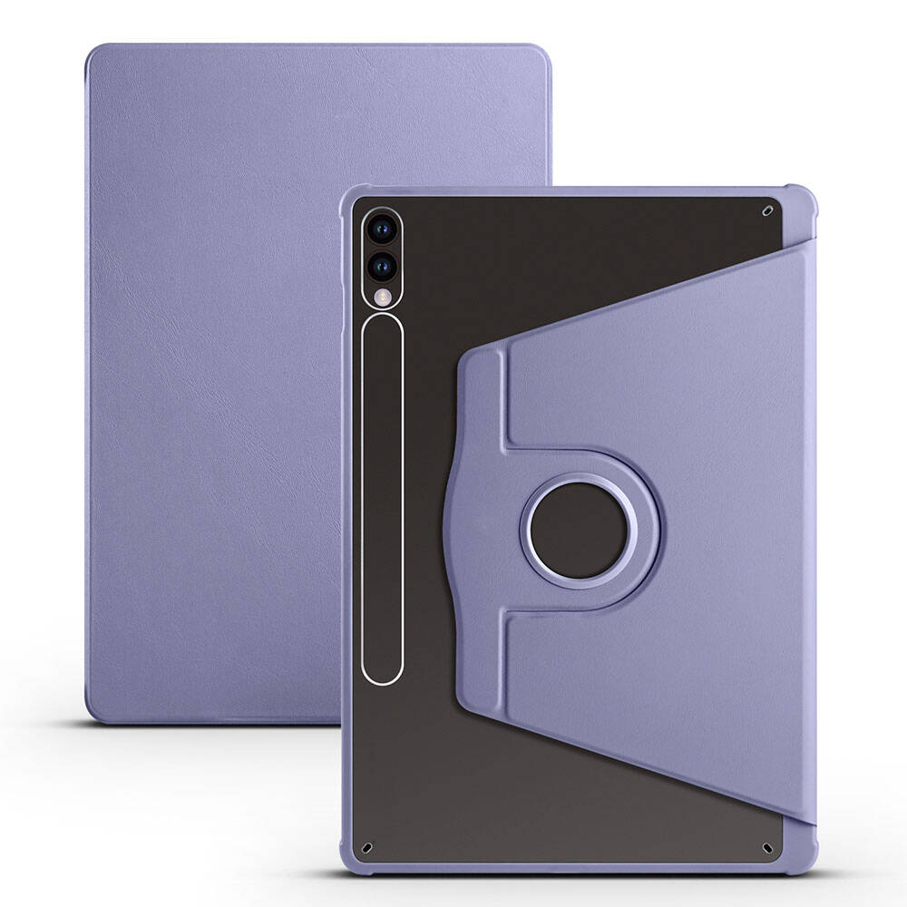 Galaxy Uyumlu Tab S10 Plus Kılıf Zore Termik Kalem Bölmeli Dönebilen Standlı Kılıf-Lavendery gray
