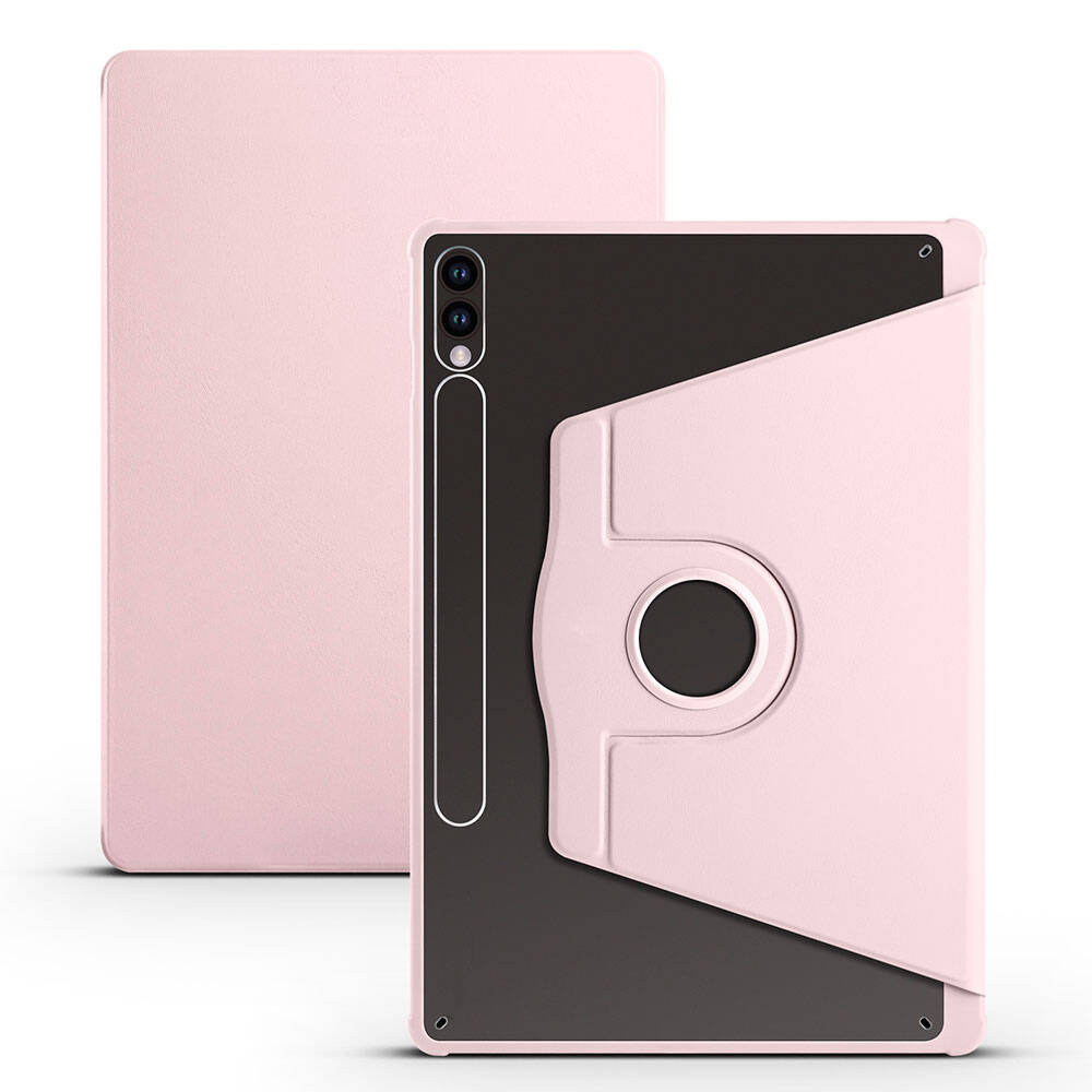 Galaxy Uyumlu Tab S10 Plus Kılıf Zore Termik Kalem Bölmeli Dönebilen Standlı Kılıf-Pembe