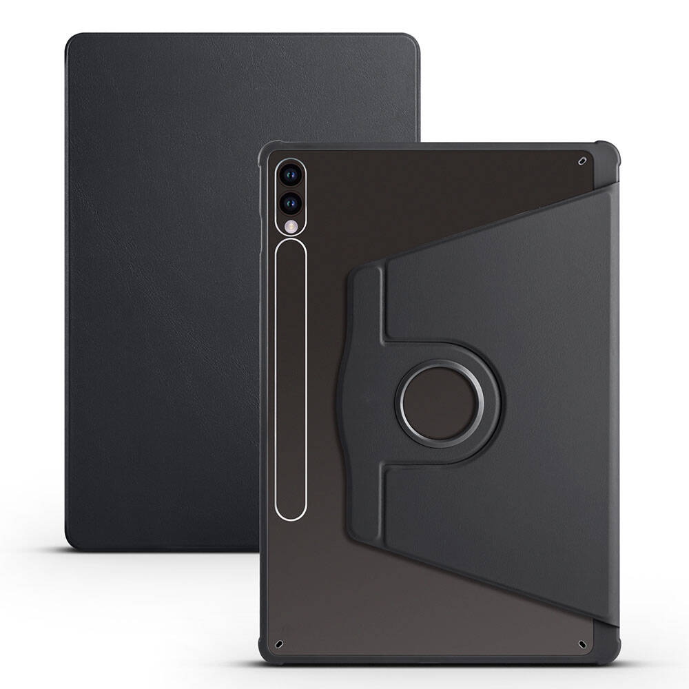 Galaxy Uyumlu Tab S10 Plus Kılıf Zore Termik Kalem Bölmeli Dönebilen Standlı Kılıf-Siyah